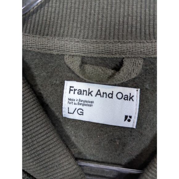 Frank and Oak Men's Varsity Bomber Jacket Dark Green Pique Cotton Blend Large - Picture 3 of 10
